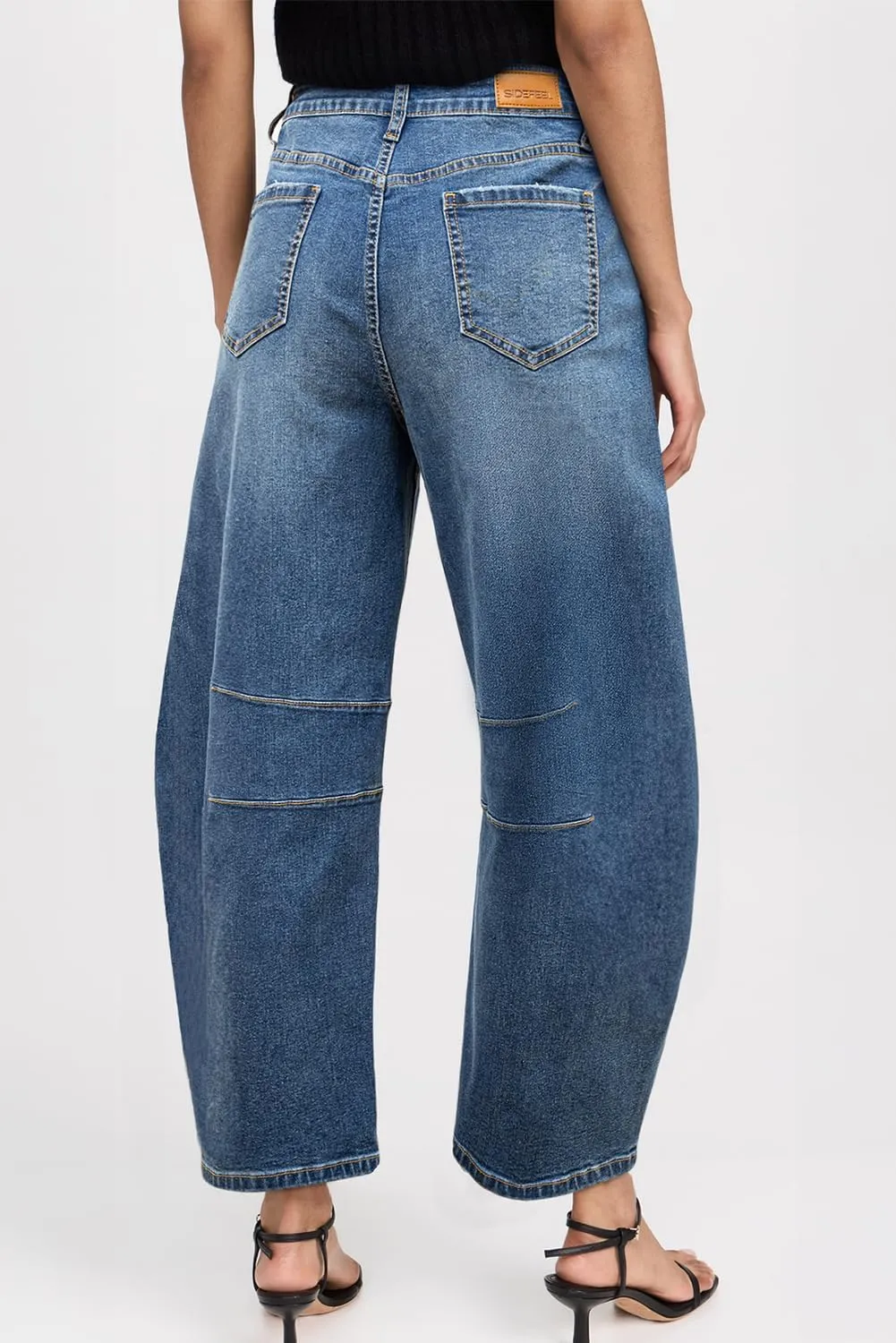 Sidefeel Women's Barrel Jeans Wide Leg Vintage Mid Rise Y2k Baggy Boyfriend Ankle Denim Pants