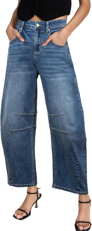 Sidefeel Women's Barrel Jeans Wide Leg Vintage Mid Rise Y2k Baggy Boyfriend Ankle Denim Pants