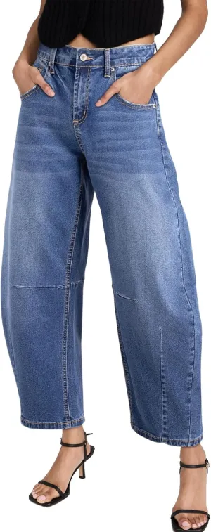Sidefeel Women's Barrel Jeans Wide Leg Vintage Mid Rise Y2k Baggy Boyfriend Ankle Denim Pants