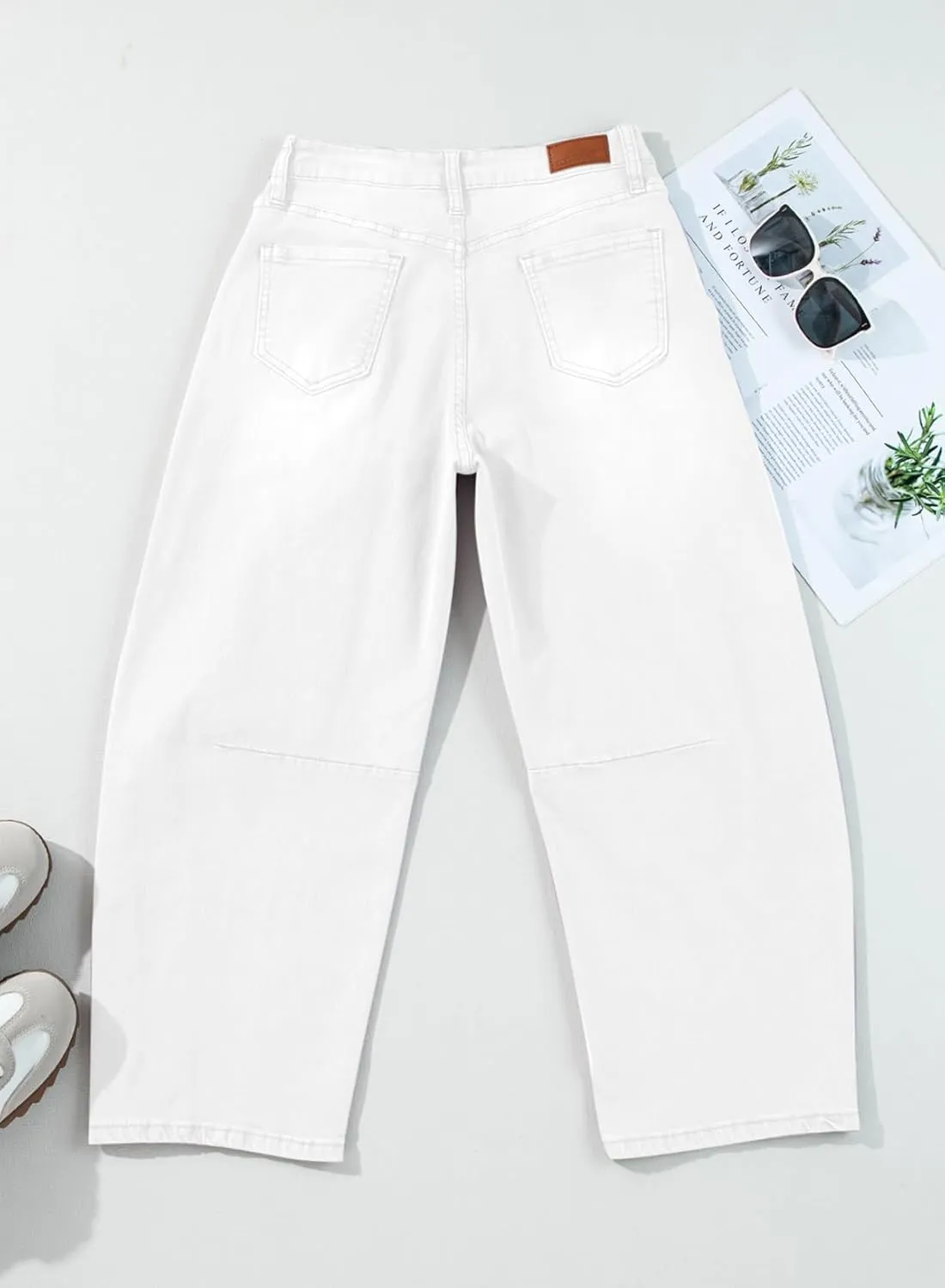 Sidefeel Women's Barrel Jeans Wide Leg Vintage Mid Rise Y2k Baggy Boyfriend Ankle Denim Pants