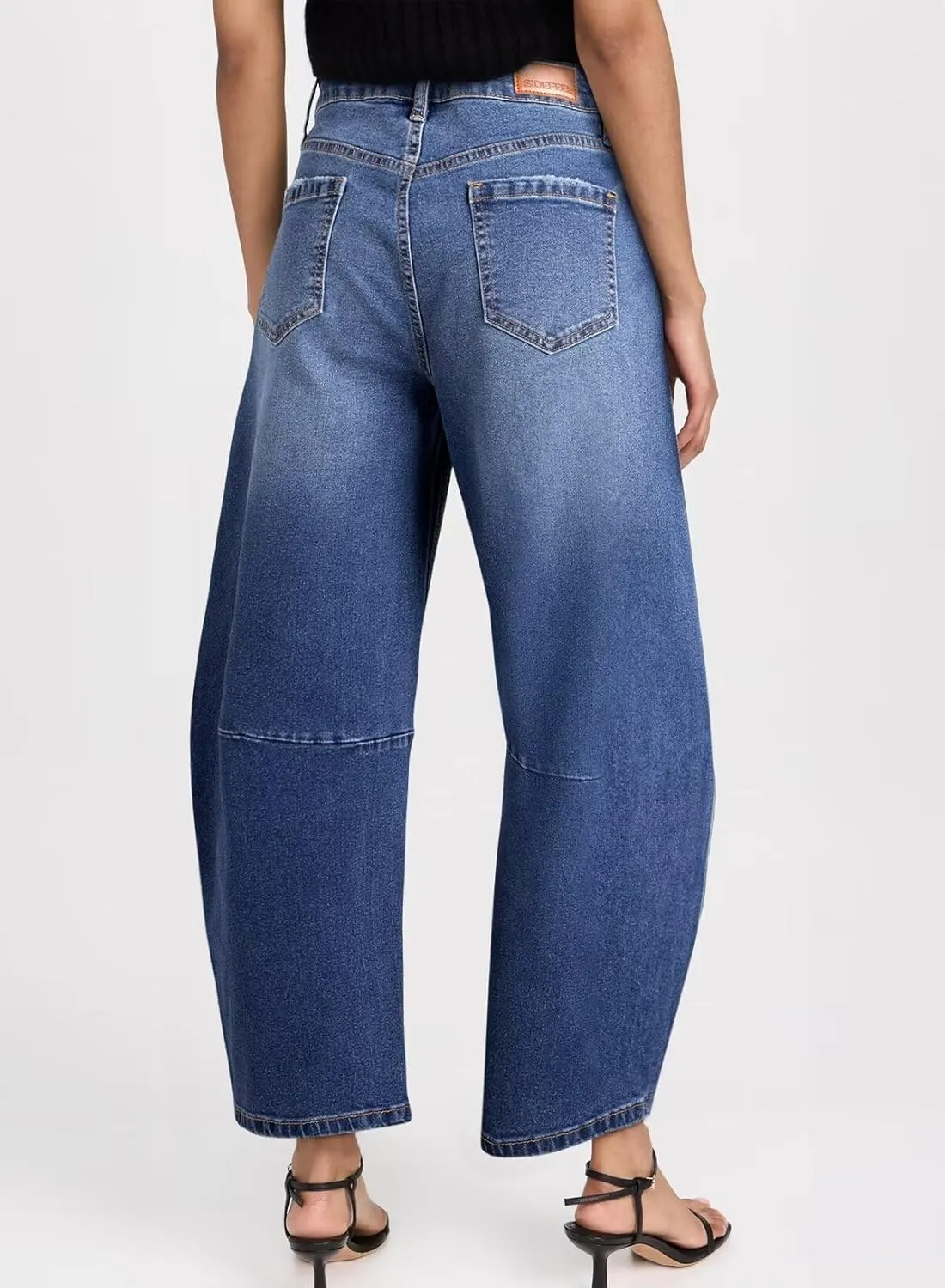 Sidefeel Women's Barrel Jeans Wide Leg Vintage Mid Rise Y2k Baggy Boyfriend Ankle Denim Pants