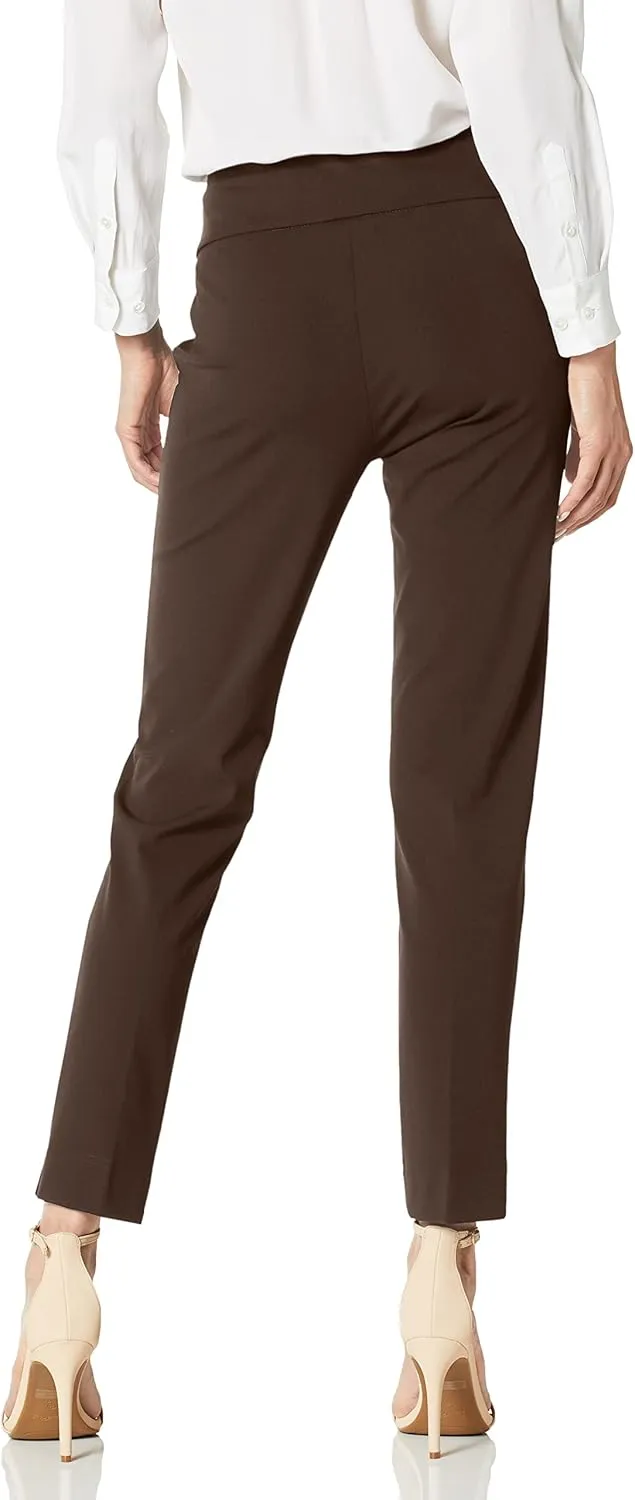 SLIM-SATION Women's Solid Knit Pull on Easy Fit Ankle Pant with Hem Vent