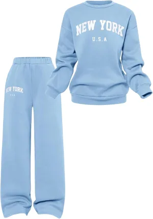SOLY HUX Cute Clothes for Girls Sweatsuit Sets Crewneck Casual Sweatpants 2 Piece Outfits Sweatshirt and Pants