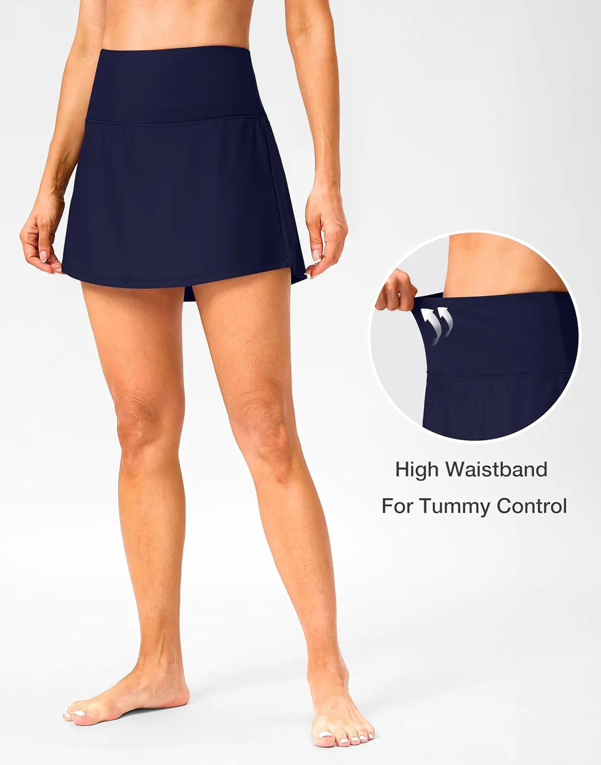 Soothfeel Women's High Waisted Swim Skirt with Pocket Tummy Control Tankini Swimsuit Bathing Suit Skirt Bottom for Women