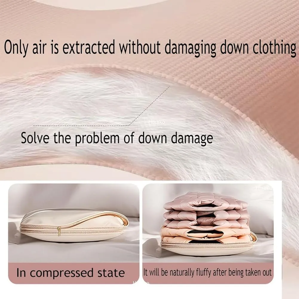 Space Saving Hanging Garment Bag with Self Compression Zipper, Dust Cover Clothes Bags for Down Coat, Space Saver Closet Organizers, Hanging Garment Bags for Closet Storage (Pink,M)