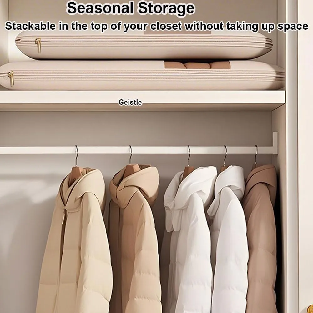Space Saving Hanging Garment Bag with Self Compression Zipper, Dust Cover Clothes Bags for Down Coat, Space Saver Closet Organizers, Hanging Garment Bags for Closet Storage (Pink,M)