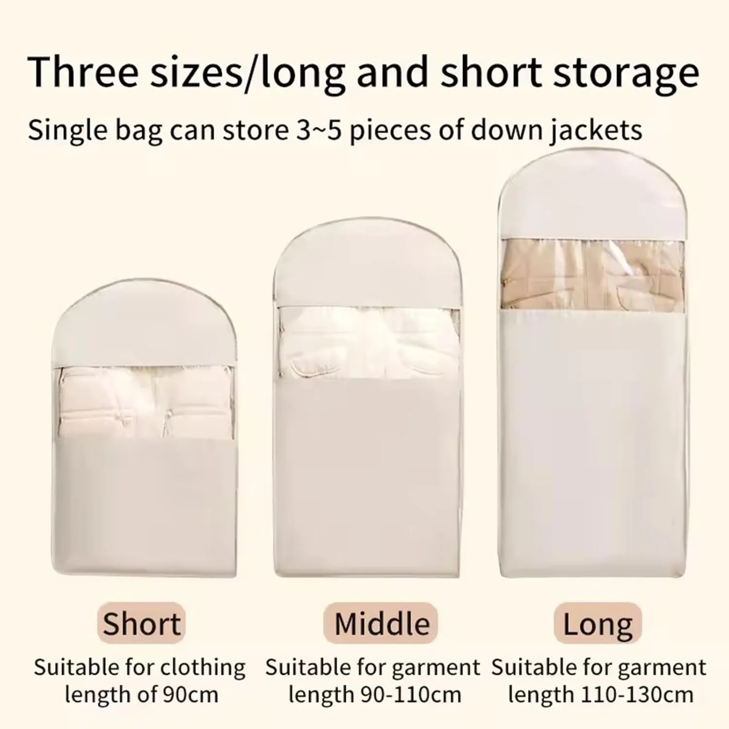 Space Saving Hanging Garment Bag with Self Compression Zipper, pace Saver Hanging Garment Bags for Closet Storage, Heavy Duty Dust Cover Garment Bag for Down Coat (Pink,M)