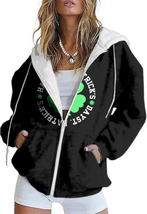 St Patricks Day Hoodie for Women Oversized Trendy Sweatshirt Pullover Pullover Long Sleeve Graphic Tops