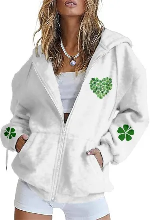St Patricks Day Hoodie for Women Oversized Trendy Sweatshirt Pullover Pullover Long Sleeve Graphic Tops