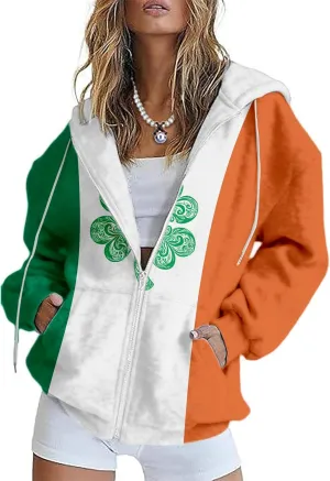 St Patricks Day Hoodie for Women Oversized Trendy Sweatshirt Pullover Pullover Long Sleeve Graphic Tops