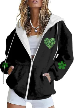 St Patricks Day Hoodie for Women Oversized Trendy Sweatshirt Pullover Pullover Long Sleeve Graphic Tops