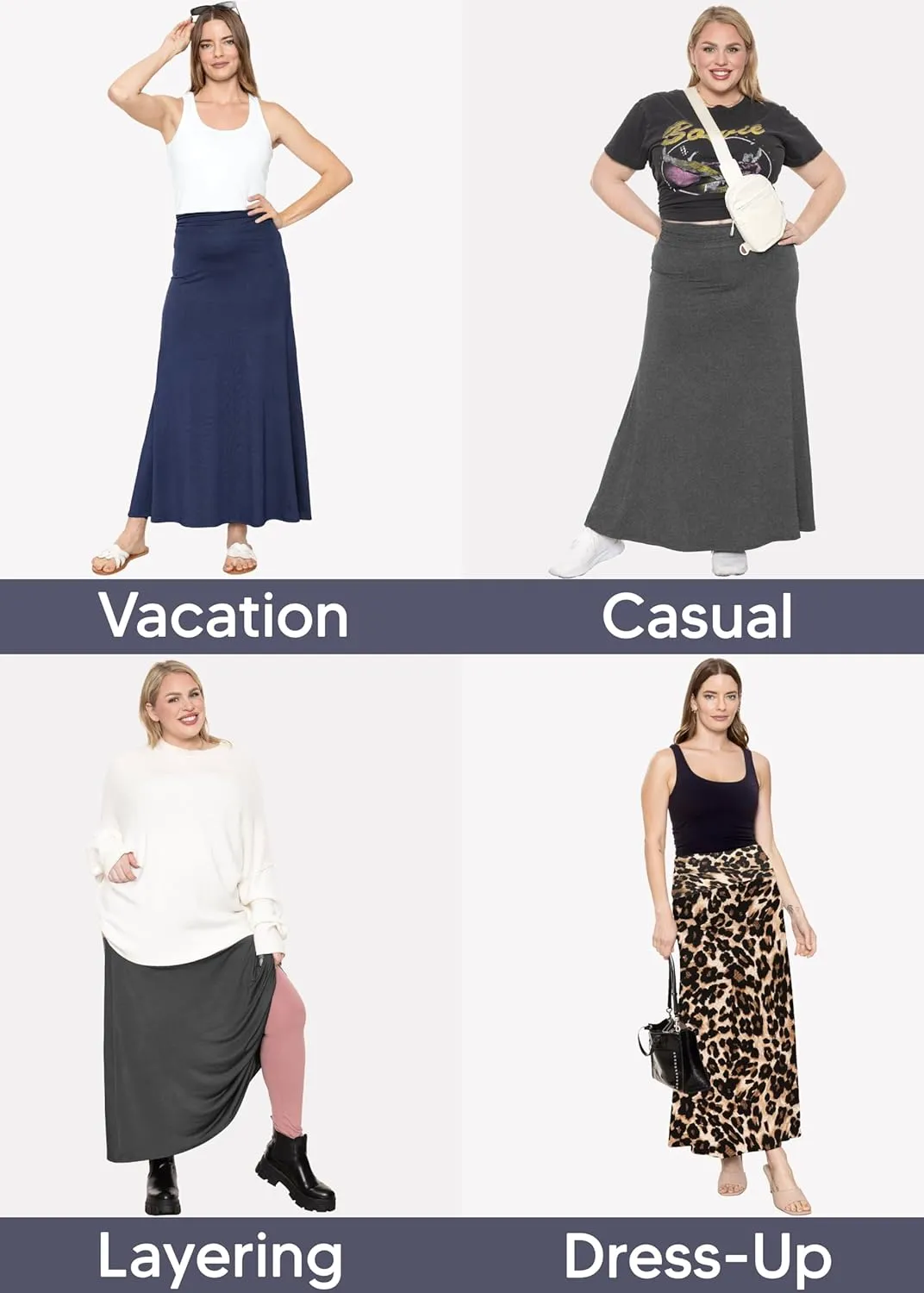 STRETCH IS COMFORT Women's & Plus Size Knee and Ankle Length Ruched Waist Flowy Skirt | Soft & Lightweight | Sizes S - 5X