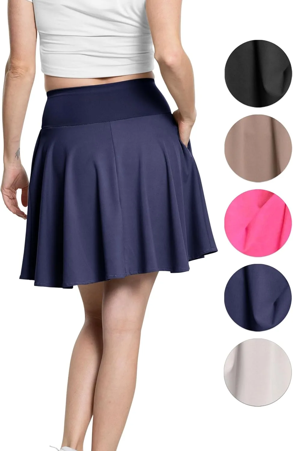 STRETCH IS COMFORT Womens and Plus Ultra Flex High Waist Tennis Skirt with Pockets and Built in Shorts | XS-5XL