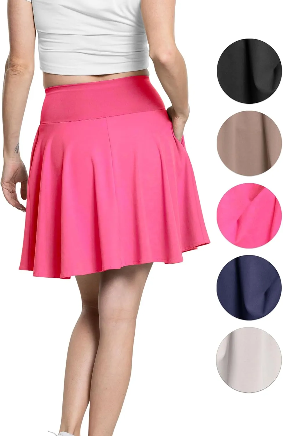 STRETCH IS COMFORT Womens and Plus Ultra Flex High Waist Tennis Skirt with Pockets and Built in Shorts | XS-5XL