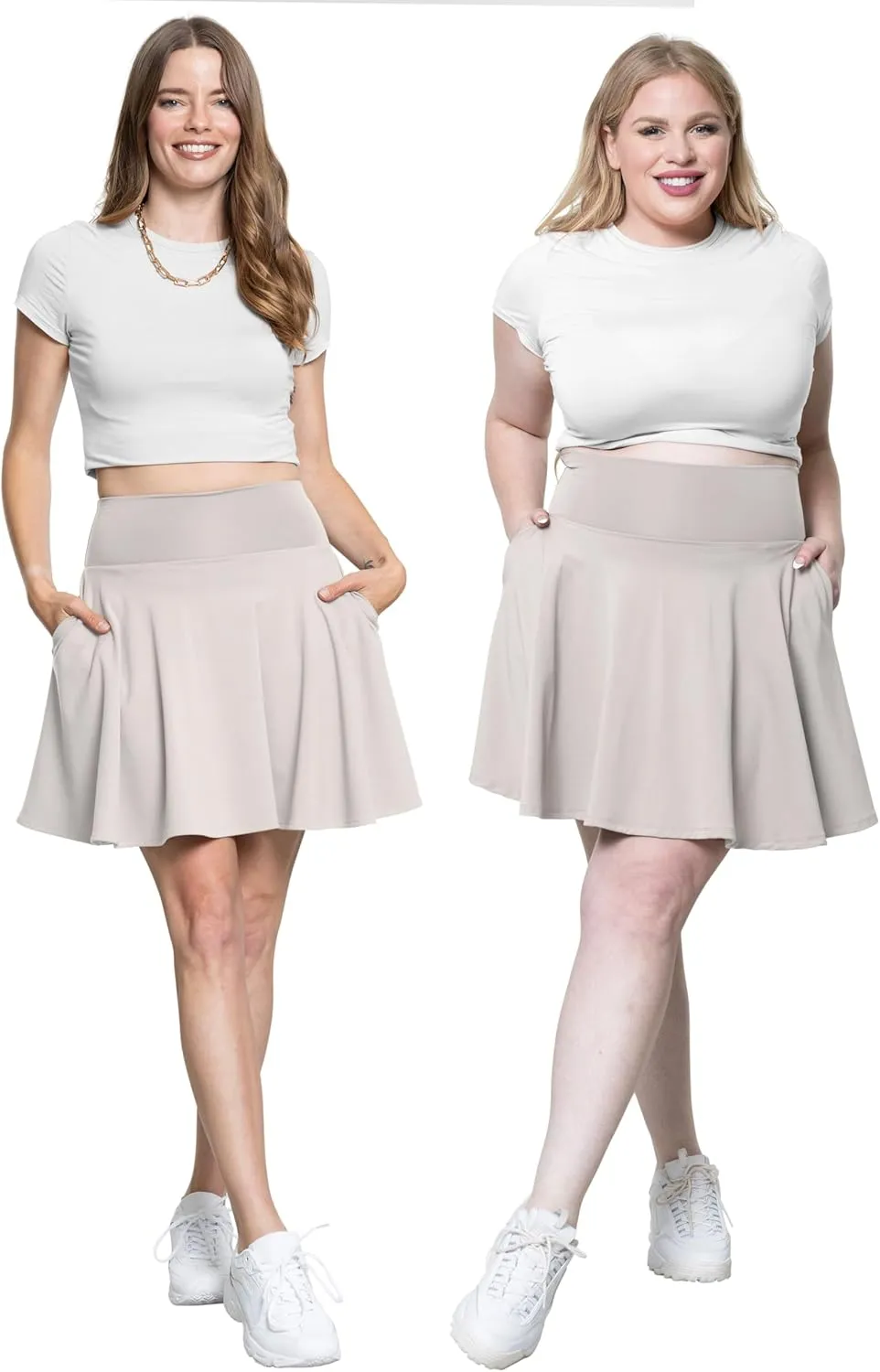 STRETCH IS COMFORT Womens and Plus Ultra Flex High Waist Tennis Skirt with Pockets and Built in Shorts | XS-5XL