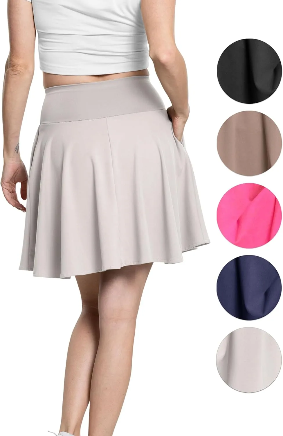 STRETCH IS COMFORT Womens and Plus Ultra Flex High Waist Tennis Skirt with Pockets and Built in Shorts | XS-5XL