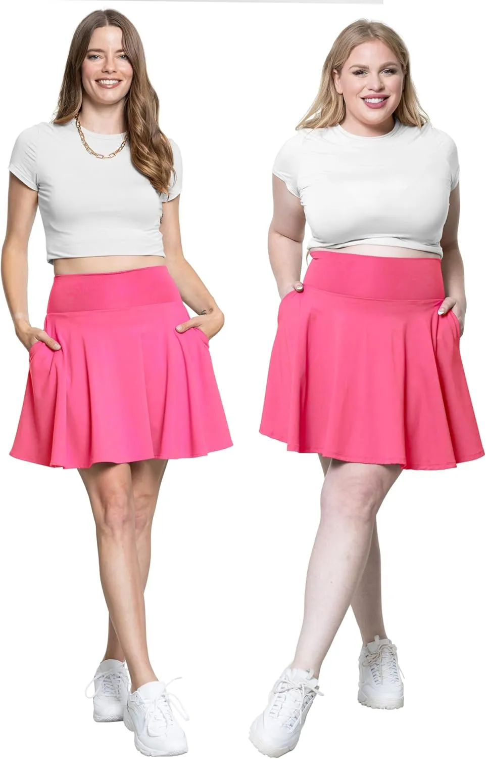 STRETCH IS COMFORT Womens and Plus Ultra Flex High Waist Tennis Skirt with Pockets and Built in Shorts | XS-5XL