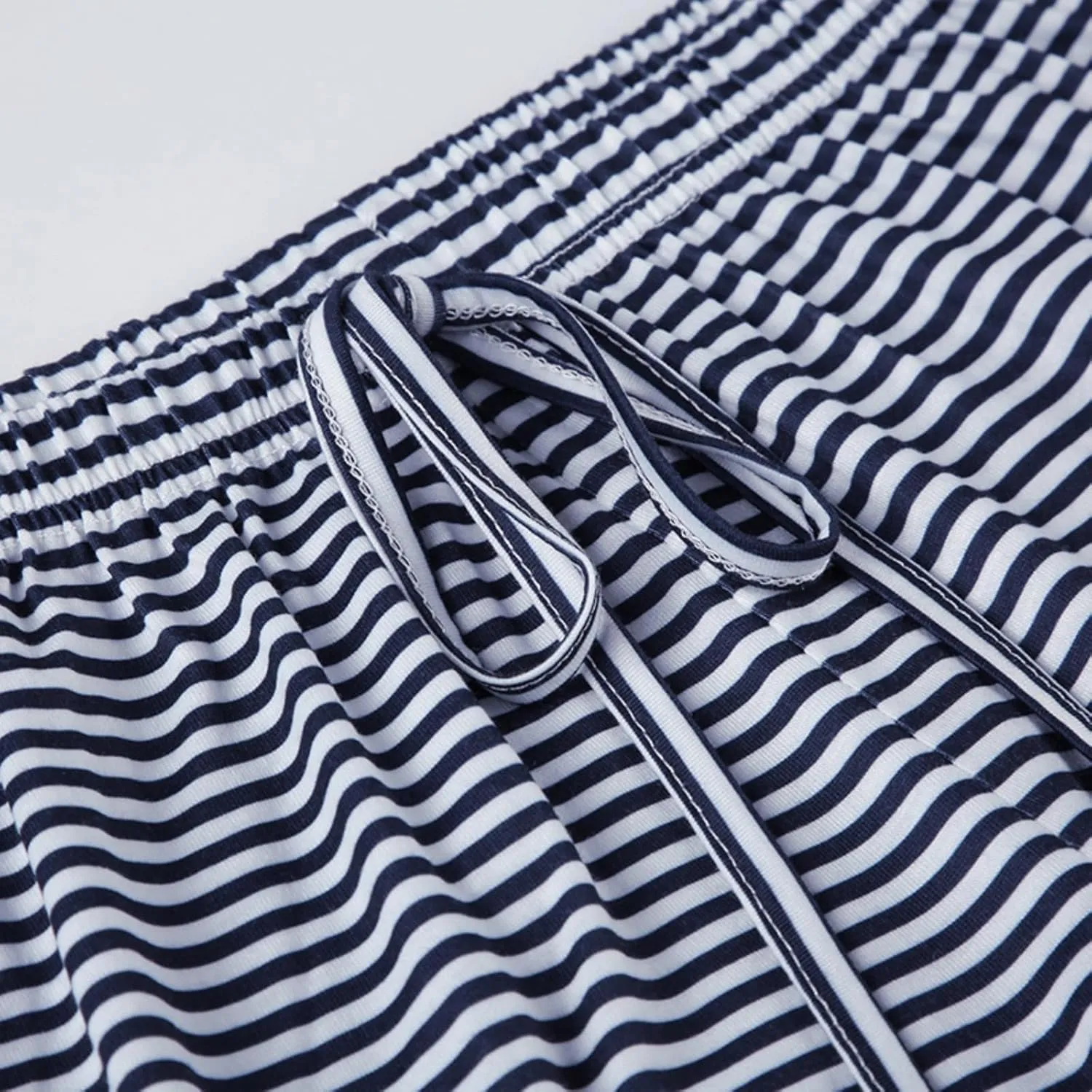 Striped Wide Leg Pants for Women - Casual Loose Fit High-Waisted Drawstring Pajama Pants - Straight Trousers