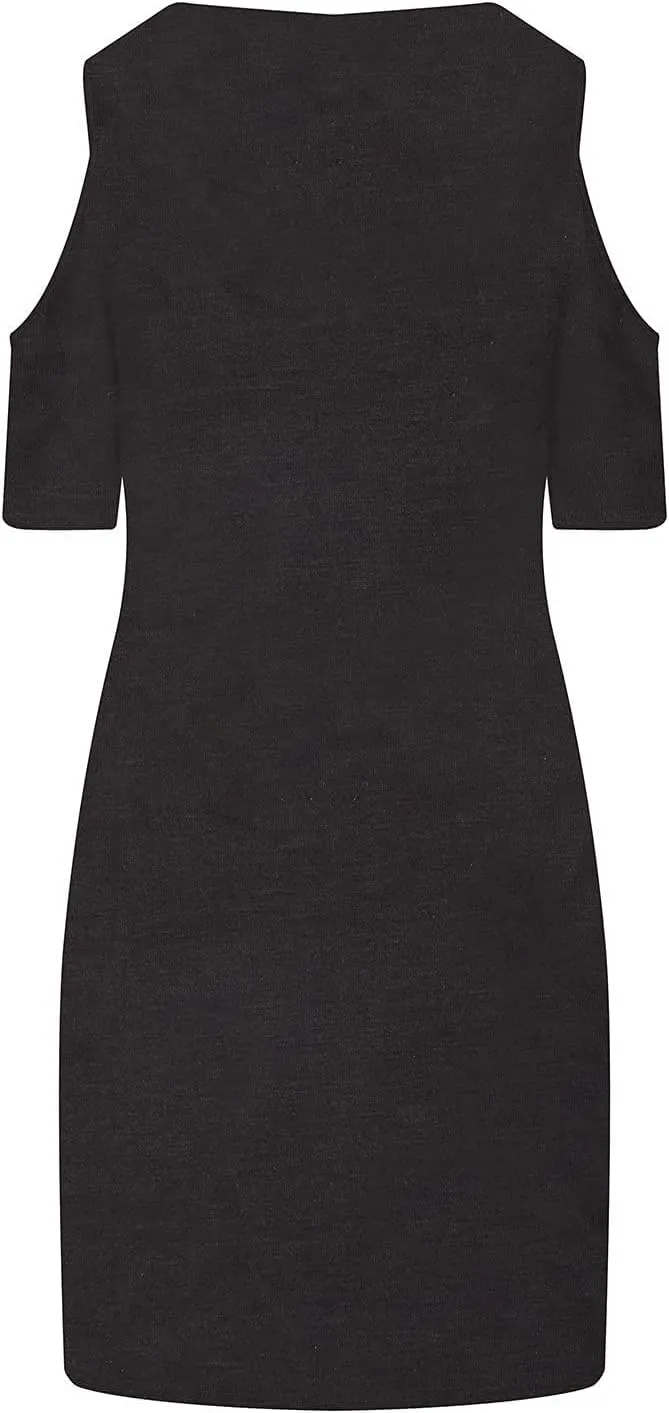 Summer Dresses for Women 2022,Women Traditional Aztec Cold Shoulder Sexy V Neck Short Sleeve Dress Floral Casual Dress
