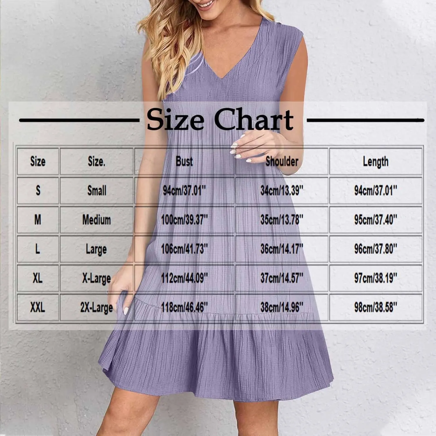 Summer Sleeveless Babydoll Sundress Women Ruffle Hem Casual Wrinkles Tank Dresss Cute V Neck Sleeveless Mini Dresses