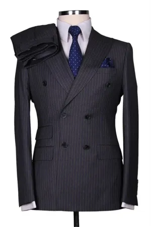 Suzhoufashion Burlin Dark Navy Close Fitting Double Breasted Men Suits