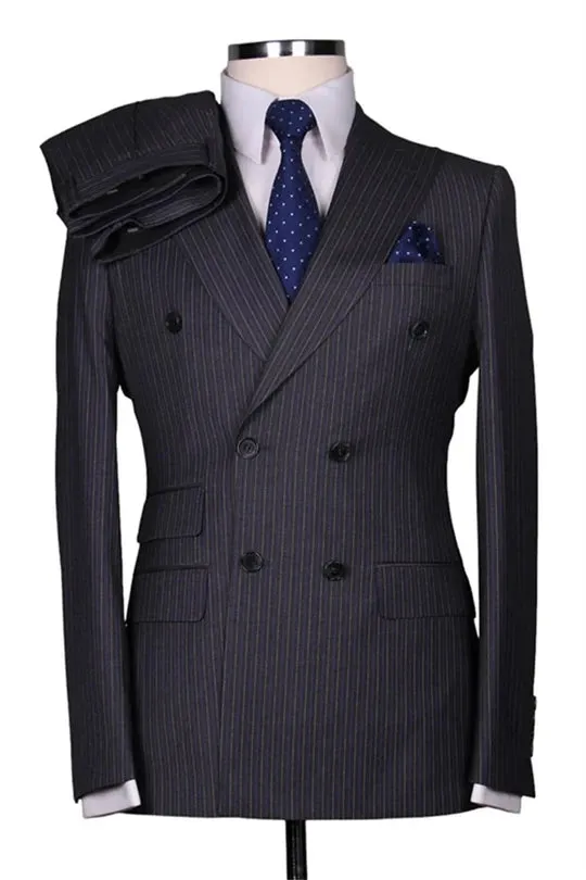 Suzhoufashion Burlin Dark Navy Close Fitting Double Breasted Men Suits