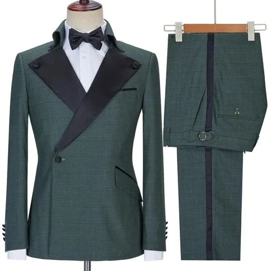 Suzhoufashion Jakobe Dark Navy Three Pieces Peaked Lapel Prom Men Suits
