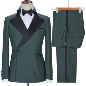 Suzhoufashion Jakobe Dark Navy Three Pieces Peaked Lapel Prom Men Suits