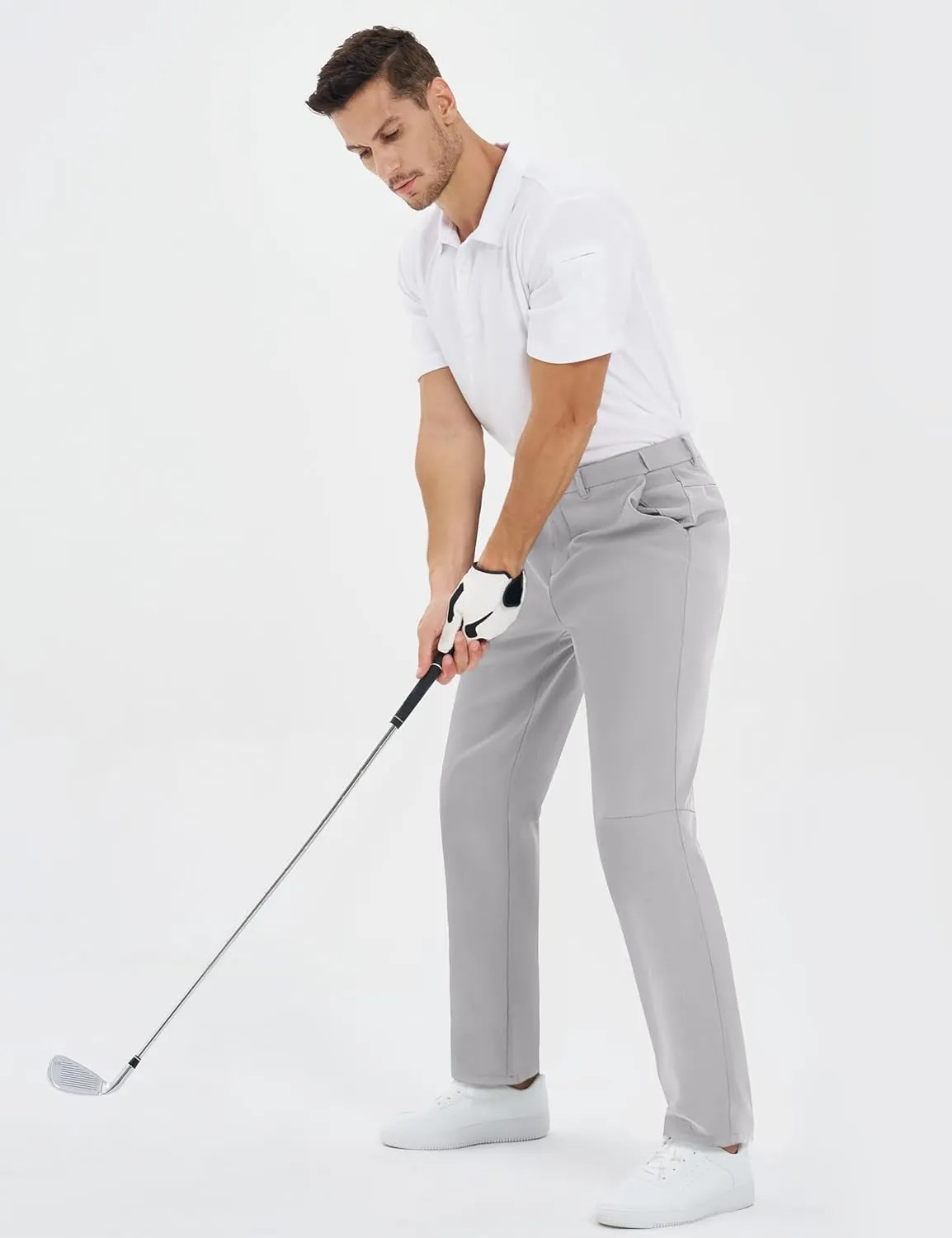 TACVASEN Winter Golf Pants for Men Fleece Lined Work Business Casual Dress Slacks Water Resistant Stretch Warm Trousers