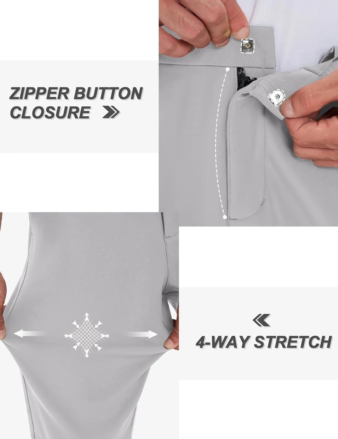 TACVASEN Winter Golf Pants for Men Fleece Lined Work Business Casual Dress Slacks Water Resistant Stretch Warm Trousers