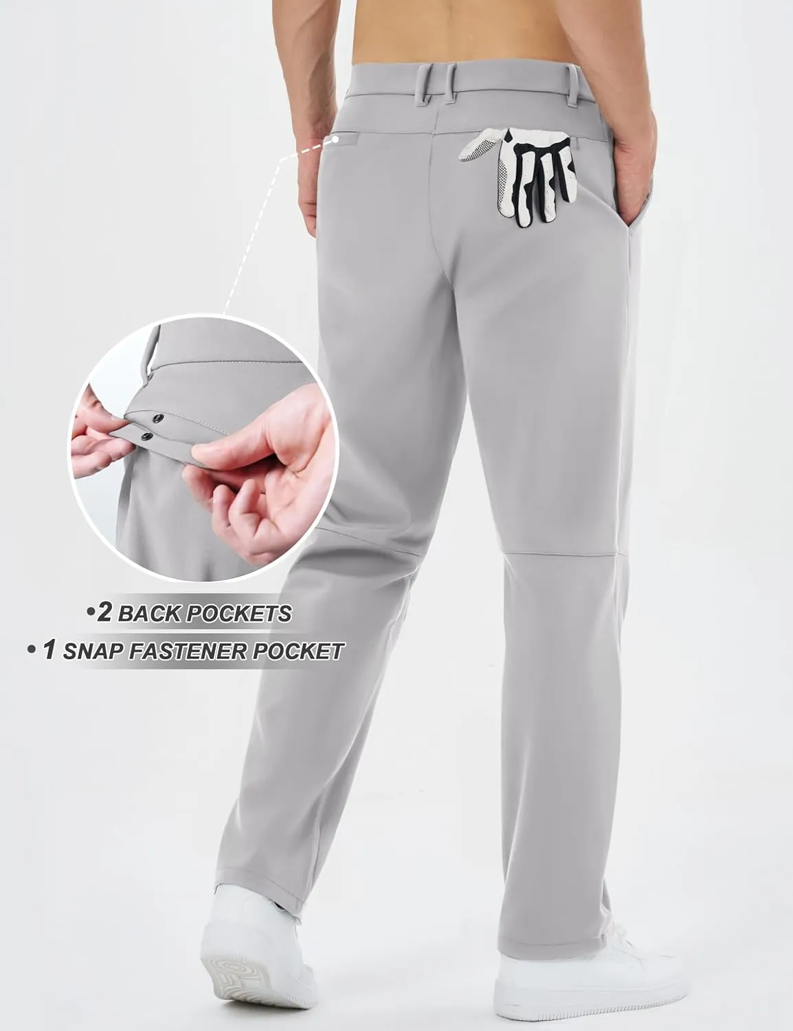 TACVASEN Winter Golf Pants for Men Fleece Lined Work Business Casual Dress Slacks Water Resistant Stretch Warm Trousers