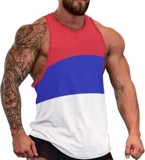 TAIZIYEAH Mens Beach Tank Tops Romanian Flag Sleeveless Lightweight Shirts Summer Running Athletic Swim Shirt