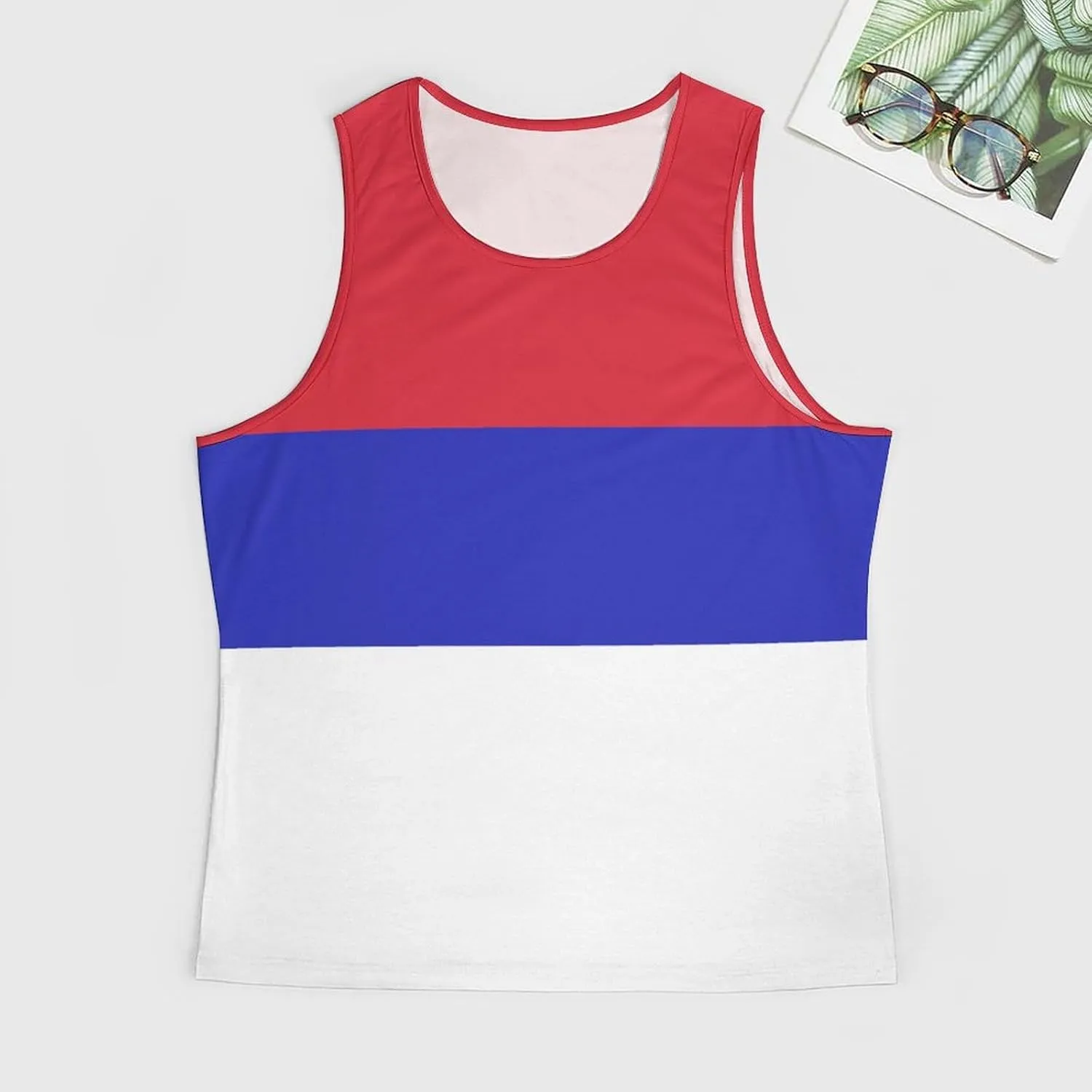 TAIZIYEAH Mens Beach Tank Tops Romanian Flag Sleeveless Lightweight Shirts Summer Running Athletic Swim Shirt