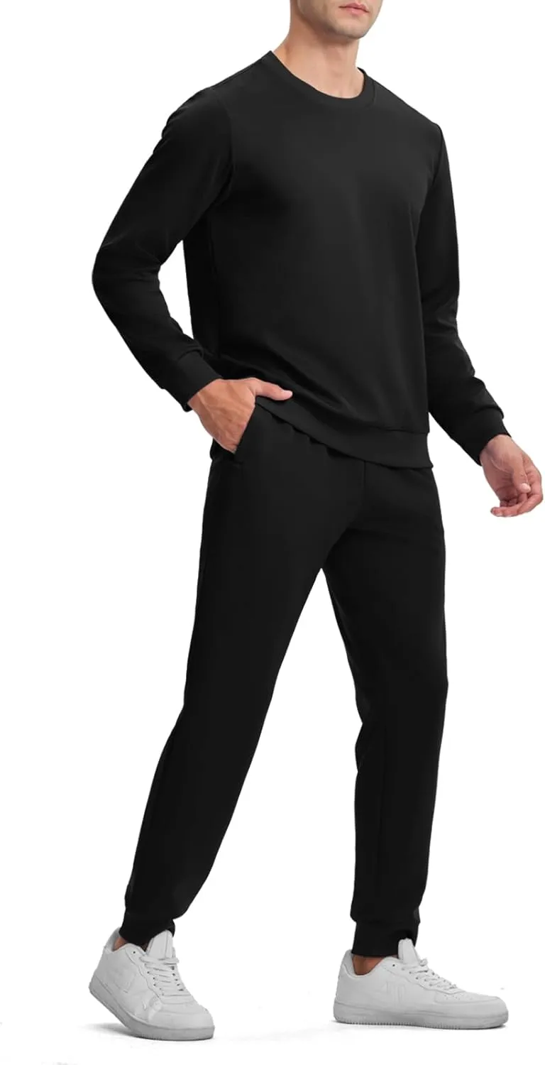 TBMPOY Mens Sweatsuits 2 Piece Set Tracksuits Jogging Outfits Long Sleeve Tops Jogger Pants Sweat Track Suits Casual Athletic