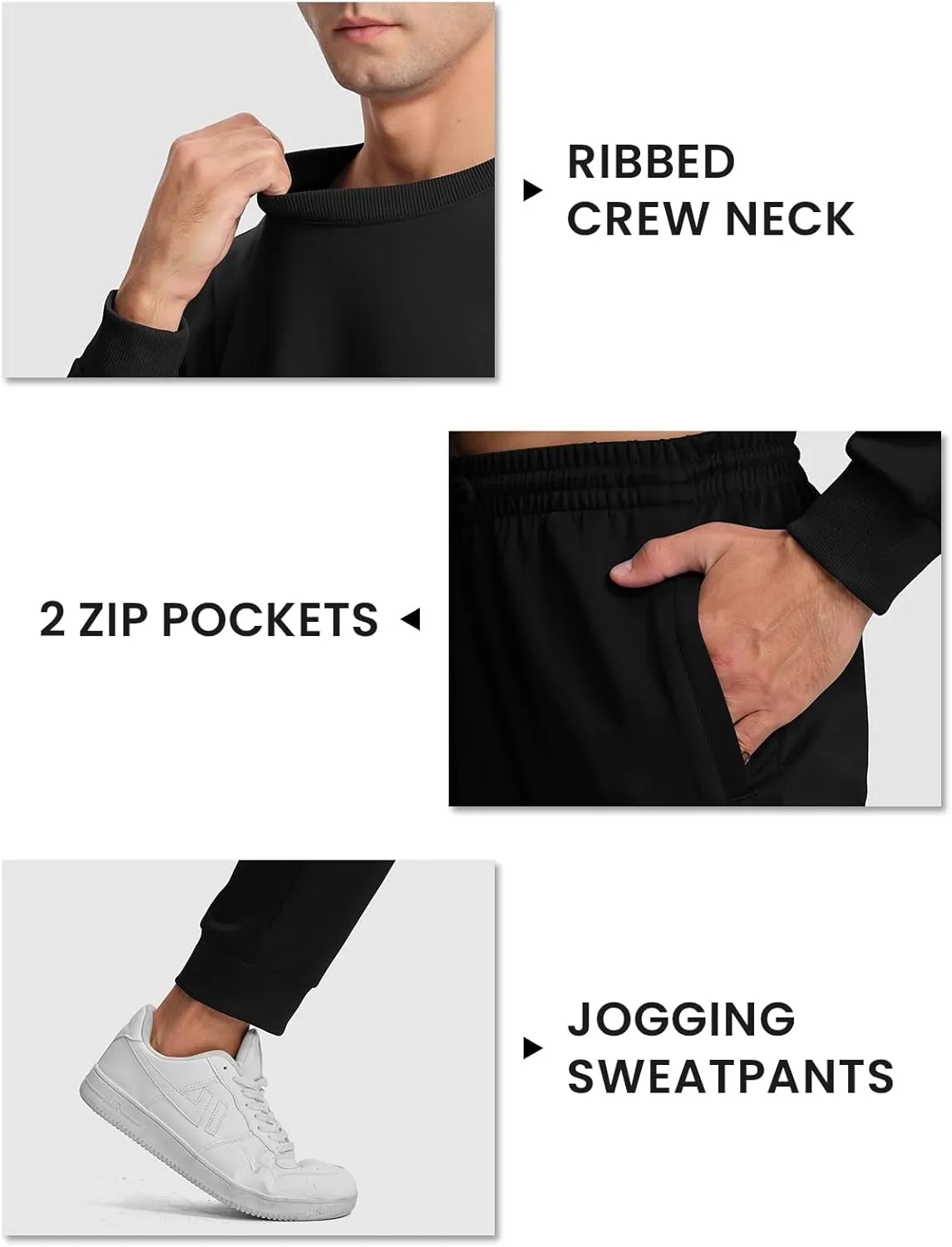 TBMPOY Mens Sweatsuits 2 Piece Set Tracksuits Jogging Outfits Long Sleeve Tops Jogger Pants Sweat Track Suits Casual Athletic