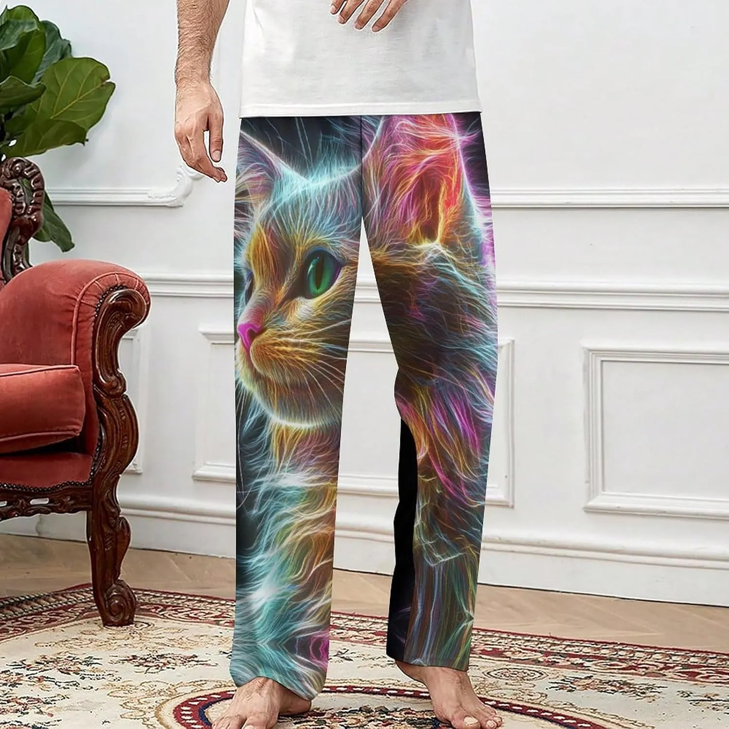 Thunder Cat Colorful Spirit God Pajama Pants Men Lightweight Pjs Elastic Waistband Sleep Lounge Pants Fashion Loungewear