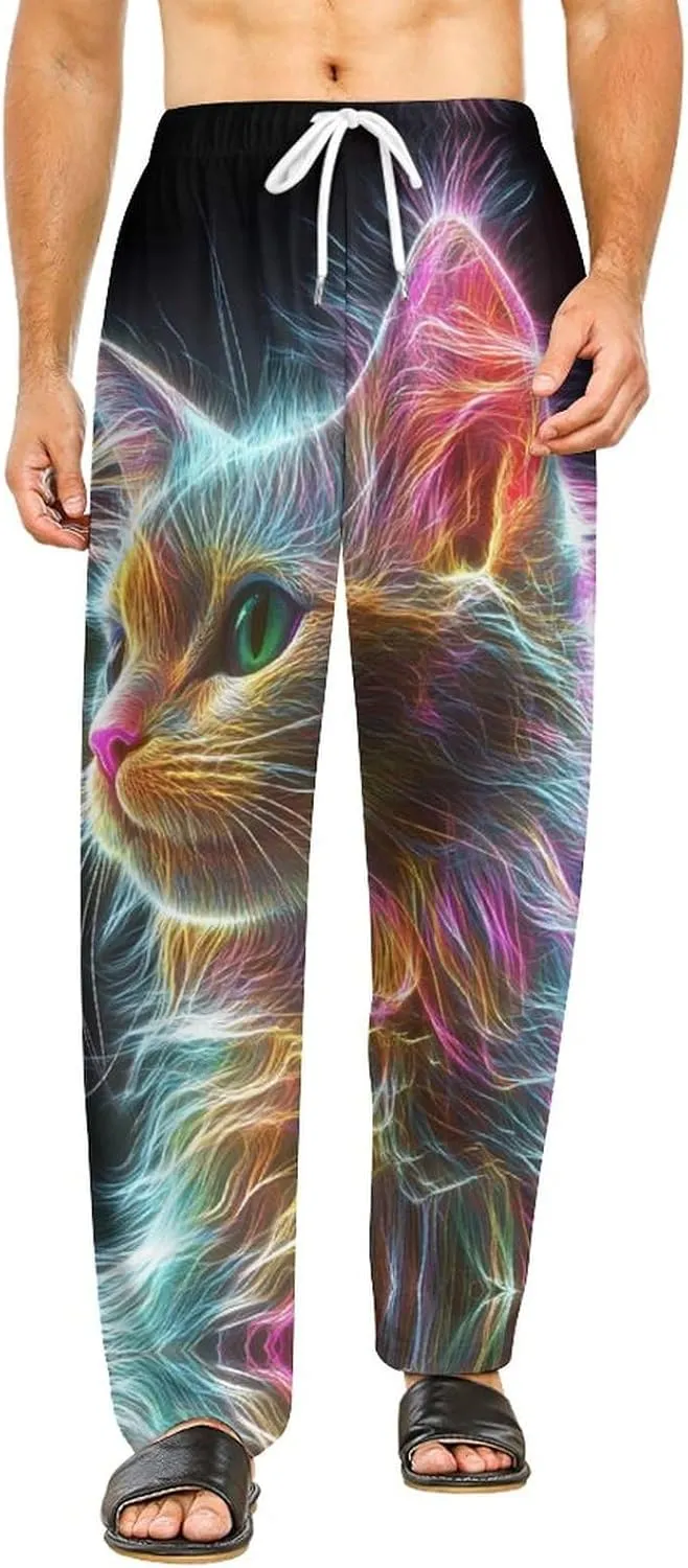 Thunder Cat Colorful Spirit God Pajama Pants Men Lightweight Pjs Elastic Waistband Sleep Lounge Pants Fashion Loungewear