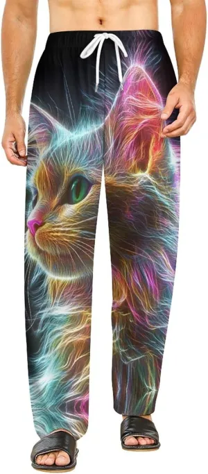 Thunder Cat Colorful Spirit God Pajama Pants Men Lightweight Pjs Elastic Waistband Sleep Lounge Pants Fashion Loungewear