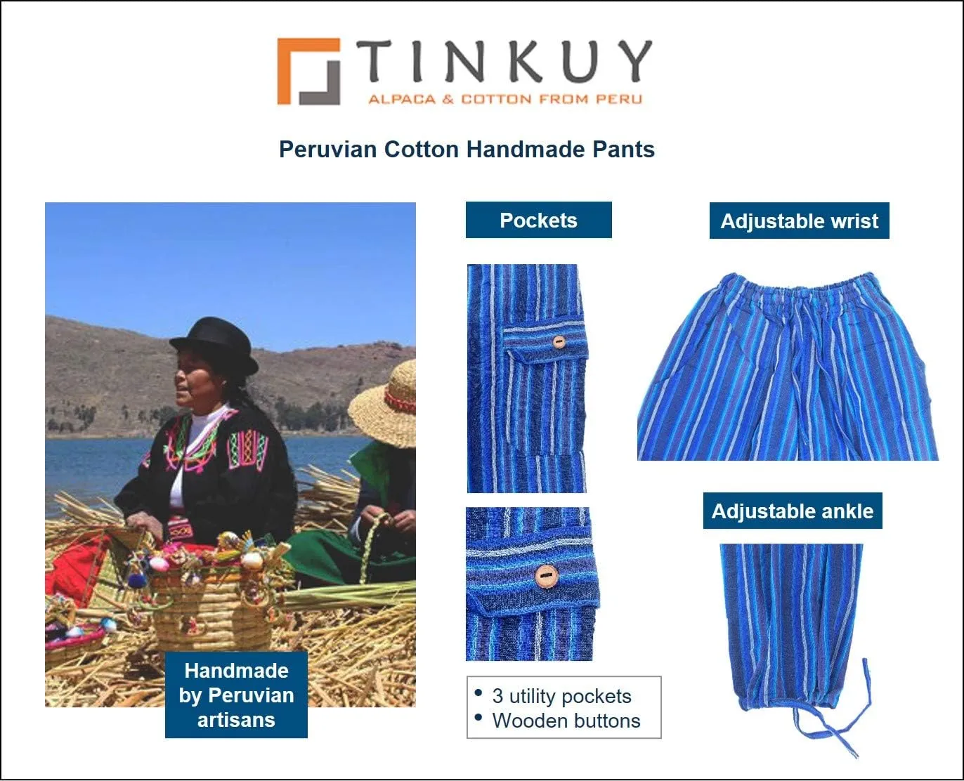 TINKUY Peru Women's & Men's Cotton Summer Beach Boho Yoga Beach Harem Jogger Striped Lounge Lightweight Pants