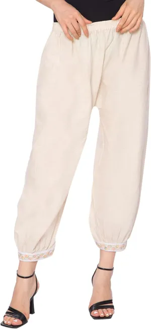 TNQ Women Cotton afgani Salwar || Loose fit Khadi Cotton Salwar with lace Detailing on Hem || Harem Pants for Women