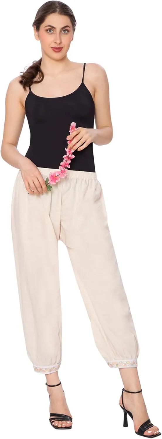 TNQ Women Cotton afgani Salwar || Loose fit Khadi Cotton Salwar with lace Detailing on Hem || Harem Pants for Women