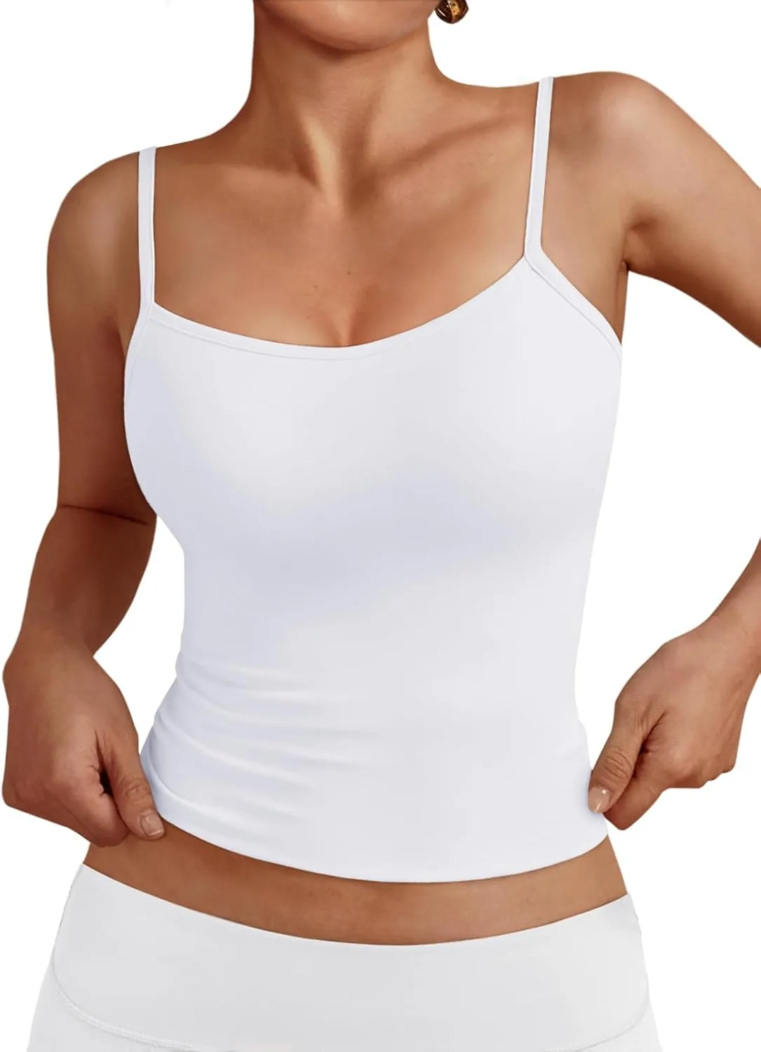 Trendy Queen Womens Adjustable Camisole Sleeveless Square Neck Spaghetti Strap Tank Tops Basic Shirt
