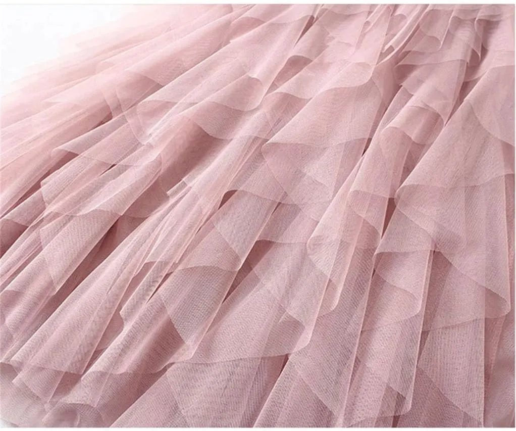 Tulle Long Maxi Skirt Women High Waist Pleated Skirt