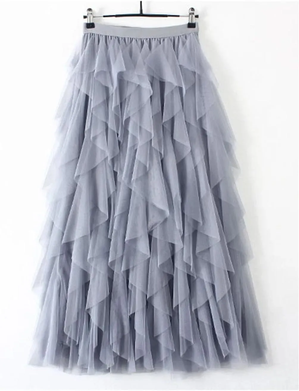 Tulle Long Maxi Skirt Women High Waist Pleated Skirt