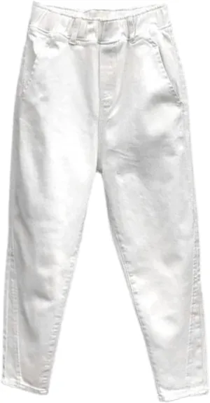 UIOKLMJH Autumn Women Elastic Waist Cotton Denim Pants All-Matched Casual Loose Harem Pants Trousers Plus Size