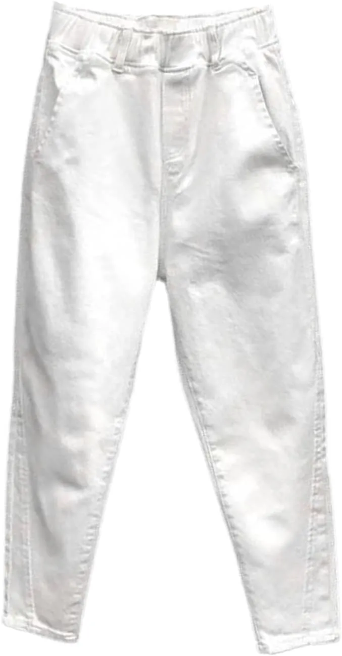 UIOKLMJH Autumn Women Elastic Waist Cotton Denim Pants All-Matched Casual Loose Harem Pants Trousers Plus Size