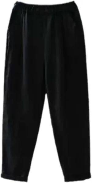 UIOKLMJH Women Spring Cotton Linen Pants Female Elastic Waist Casual Loose Solid Harem Pants Plus Size