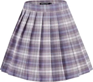 Urban CoCo Womens Uniforms Plaid Pleated Mini Skirt