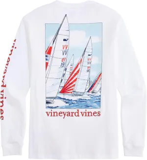 vineyard vines Men's Painted Sailboat Race Long-Sleeve Tee