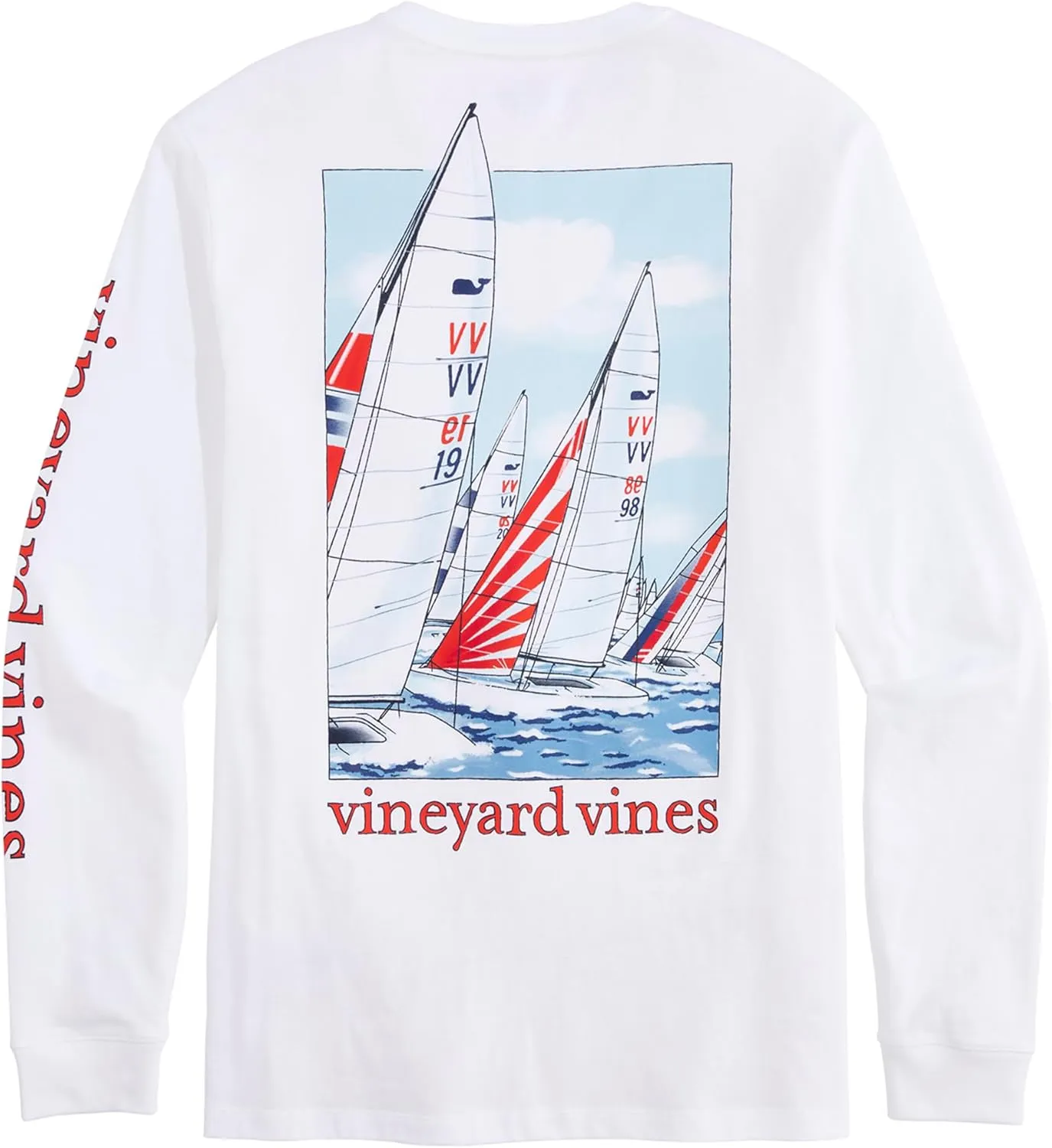 vineyard vines Men's Painted Sailboat Race Long-Sleeve Tee